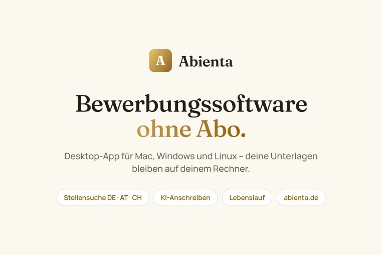 Bild: Bewerbungssoftware ohne Abo: Abienta bündelt Jobsuche, KI-Anschreiben und Lebenslauf