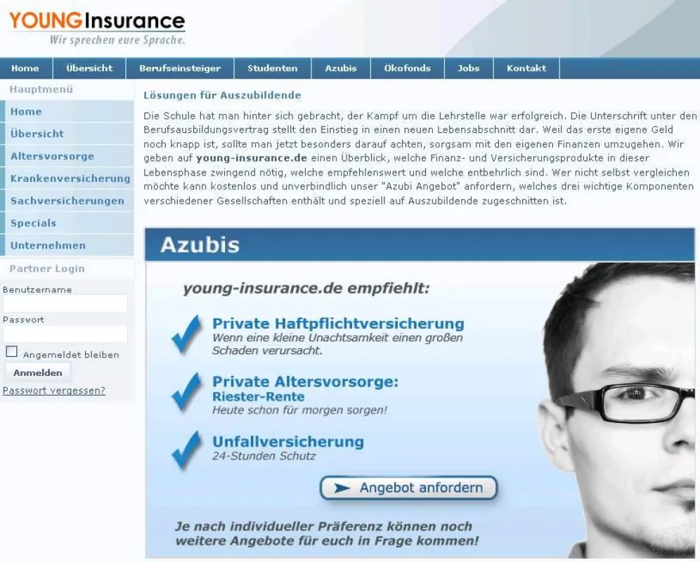 Versicherungsportal für junge Leute: www.young-insurance.de