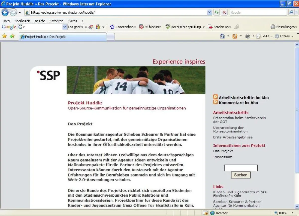 Der Projekt-Blog im Internet