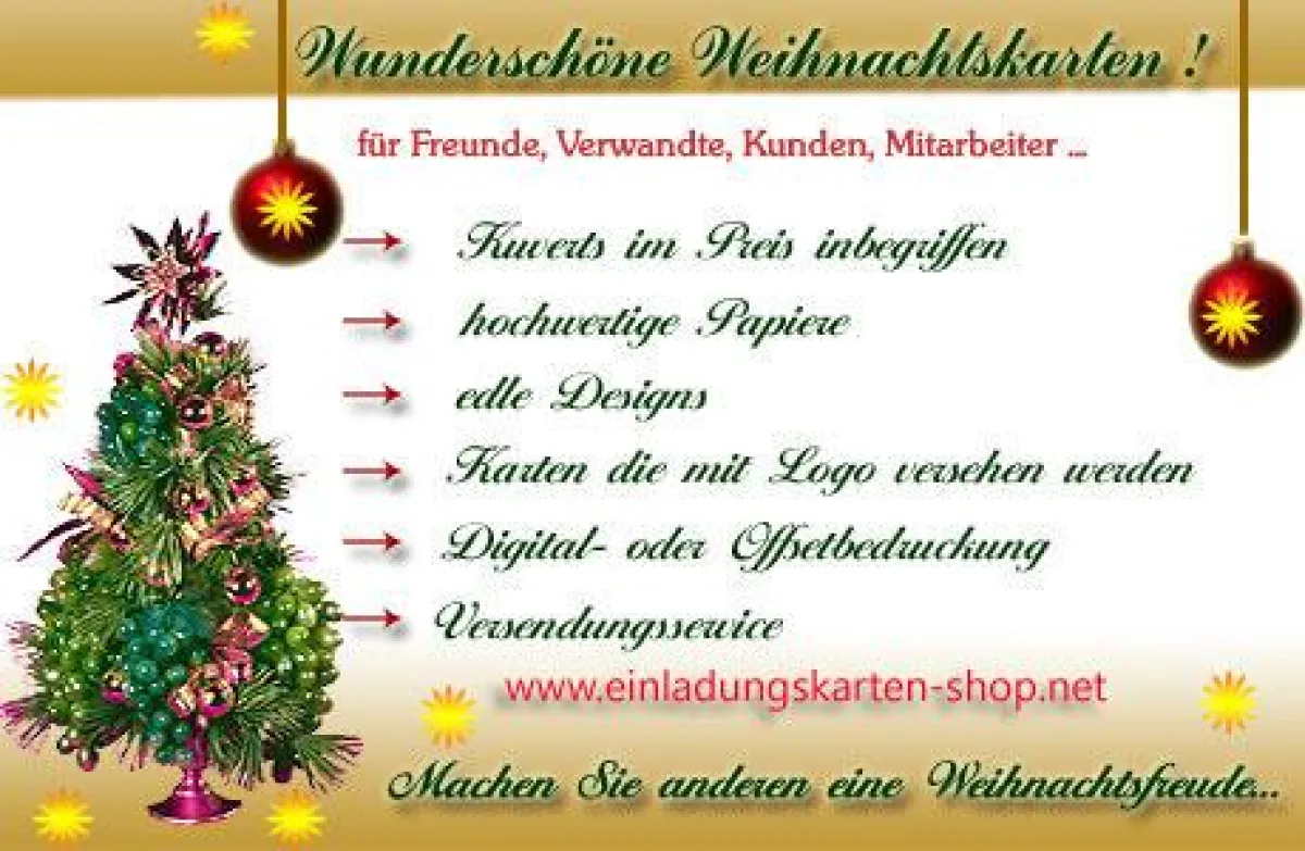 Weihnachtskarten für Firmen im Einladungskarten-Shop.net
