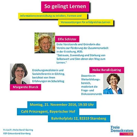 "So gelingt Lernen" - Informationsabend mit Elfie Schloter Bild: "So gelingt Lernen" - Informationsabend mit Elfie Schloter