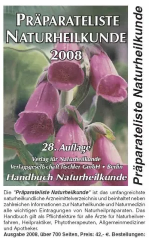 Neu erschienen: PRÄPARATELISTE NATURHEILKUNDE 2008 Bild: Neu erschienen: PRÄPARATELISTE NATURHEILKUNDE 2008