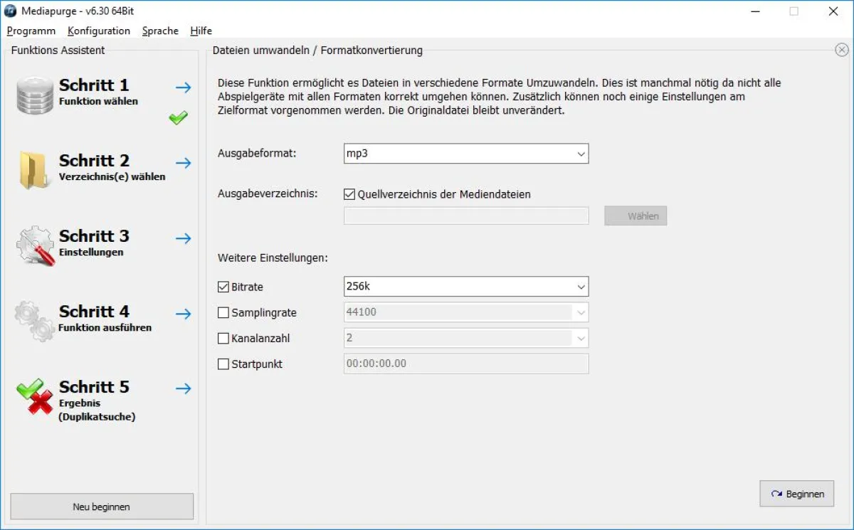 Screenshot Benutzeroberfläche