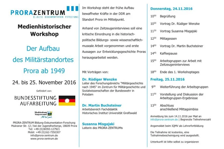 Medienhistorischer Workshop zum Aufbau des Militärstandortes Prora Bild: Medienhistorischer Workshop zum Aufbau des Militärstandortes Prora