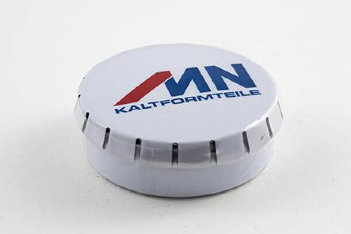 Pfefferminze in der Click-Clack-Dose als Werbemittel