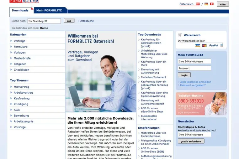 Neu in Österreich - formblitz.at liefert Rechtsanwaltsleistungen per Klick aus dem Internet Bild: Neu in Österreich - formblitz.at liefert Rechtsanwaltsleistungen per Klick aus dem Internet