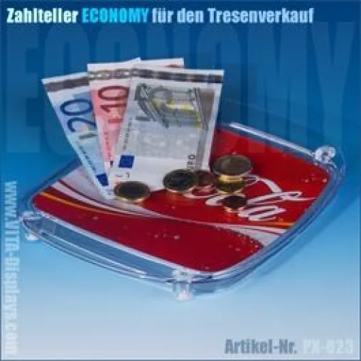 Bild: Zahlteller von VITAdisplays® mit Einschubfach für Werbebotschaften