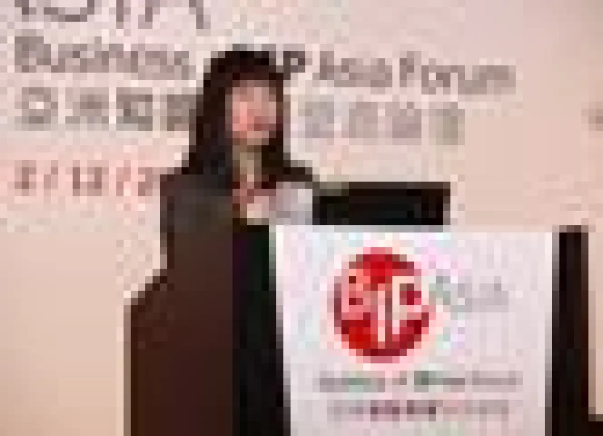 Margaret Fong, HKTDC Deputy Executive Director, während ihrer Eröffnungsrede. Foto: HKTDC.