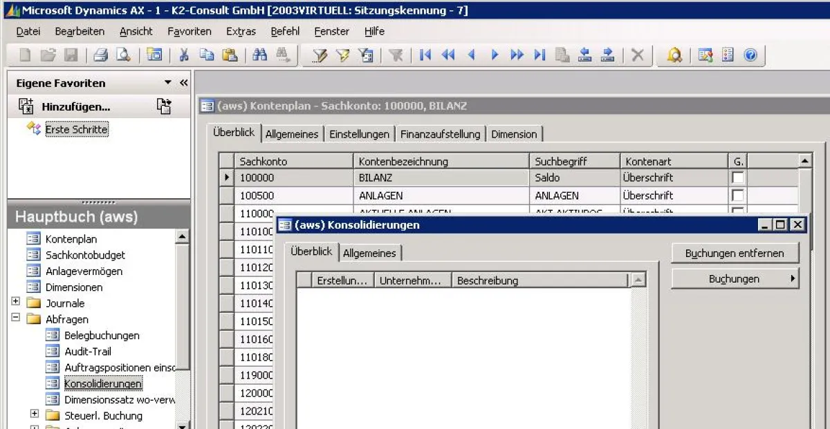 Konsolidierung in Microsoft Dynamics AX