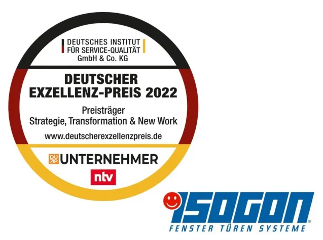 Bild: Deutscher Exzellenz-Preis 2022 - ISOGON Fenstersysteme GmbH erhält weitere Auszeichnung