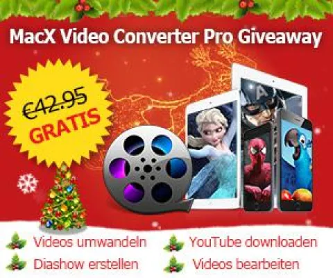 MacXDVD startet €500K Weihnachten Giveaway mit MacX Video Converter Pro Bild: MacXDVD startet €500K Weihnachten Giveaway mit MacX Video Converter Pro
