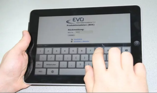 Bild: Spezielle Applikation für die Betriebsdatenerfassung mit dem iPad