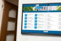 Bild: Digitaler Hausaushang zeigt Serviceinformationen für Mieter auf Displays im Treppenhaus an