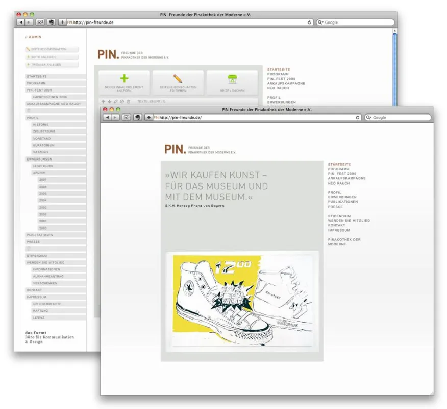 Neuer Internetauftritt der PIN. Freunde der Pinakothek der Moderne e.V.