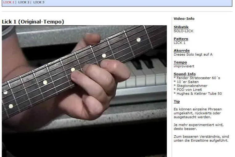 Bild: Webseite zum Gitarre lernen mit gratis Videos