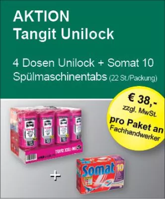 Tangit Unilock Gewindedichtfaden und Somat 10 Spülmaschinentabs Bild: Tangit Unilock Gewindedichtfaden und Somat 10 Spülmaschinentabs