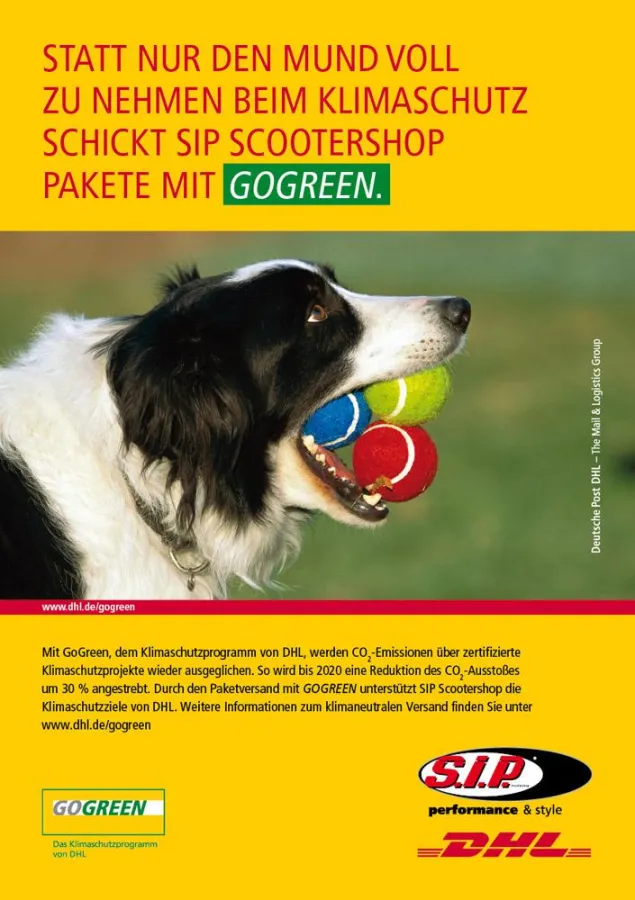 SIP Scootershop versendet alle DHL Pakete klimaneutral per GoGreen
