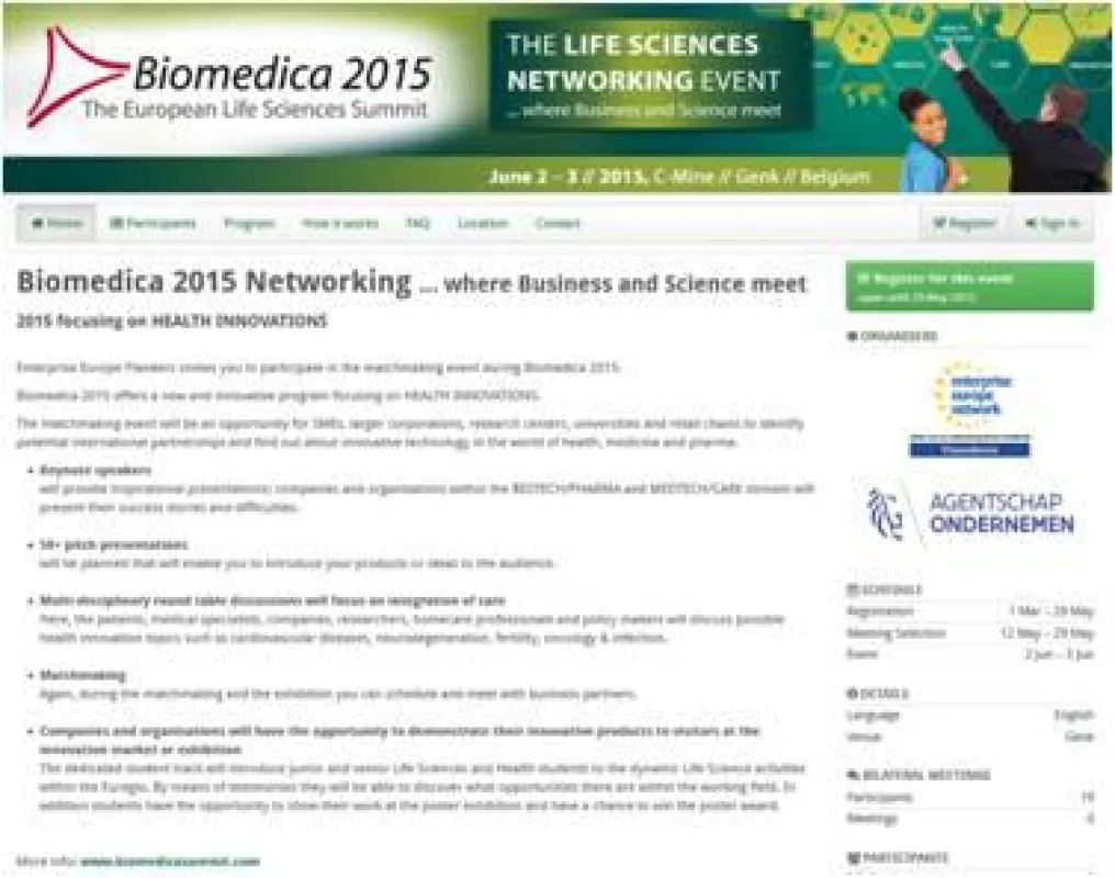 Kooperationsbörse des Enterprise Europe Network - Biomedica 2015