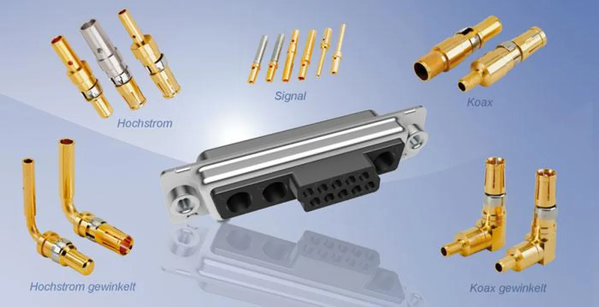 Combination D-SUB Steckverbinder mit Crimp-Kontakten