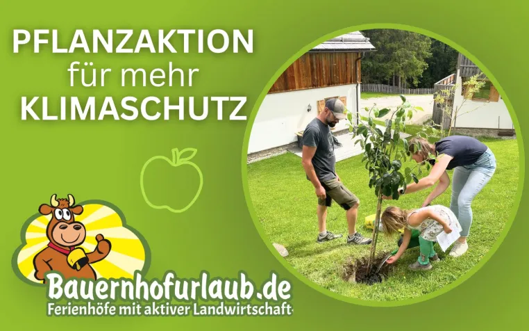 Hier wachsen Apfelbäume – Bauernhofurlaub.de startet Pflanzaktion für mehr Klimaschutz Bild: Hier wachsen Apfelbäume – Bauernhofurlaub.de startet Pflanzaktion für mehr Klimaschutz