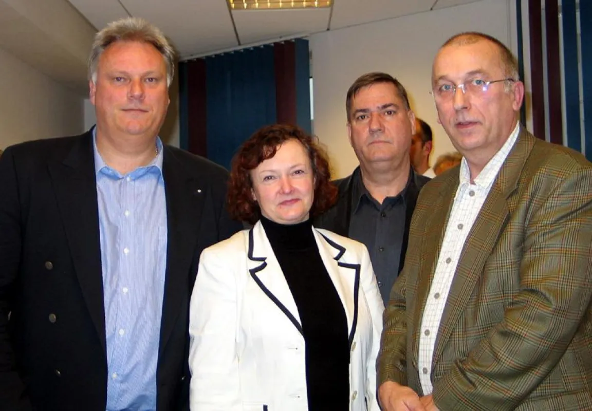 (v.l.n.r.) Harm Sievers, Geschäftsführer Fährhafen Sassnitz GmbH, Kerstin Kassner, Landrätin Rügen, Uwe Dalski, Abt. Wirtschaftsförderung Stadt Sassnitz, Andreas Pfaffe, Vorstandsvorsitzender Sassnitz