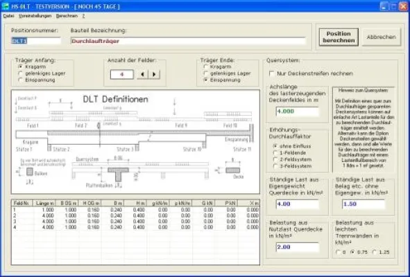 Bild: Bausoftware HS-BAU - Statik und Optimierung, Version 2008