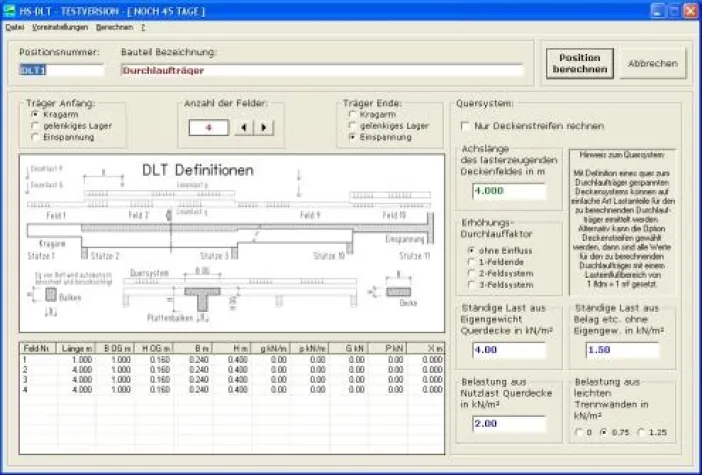 Bild: Bausoftware HS-BAU - Statik und Optimierung, Version 2008