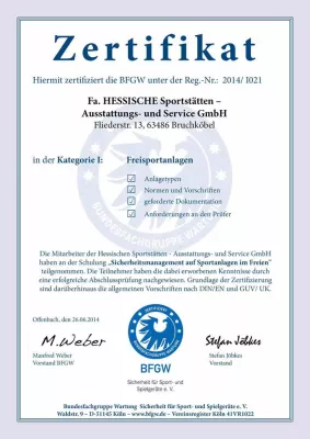 Zertifizierte Prüfer für Freisportanlagen Bild: Zertifizierte Prüfer für Freisportanlagen