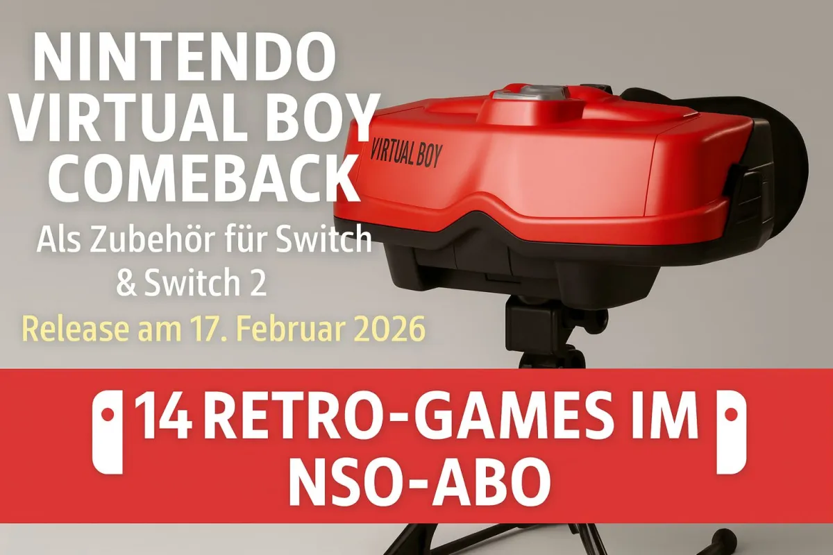 Nintendo Virtual Boy Comeback – Retro-Headset für Switch & Switch 2 (Release 17. Februar 2026) (© © VRgamingworld / KI-generiert)