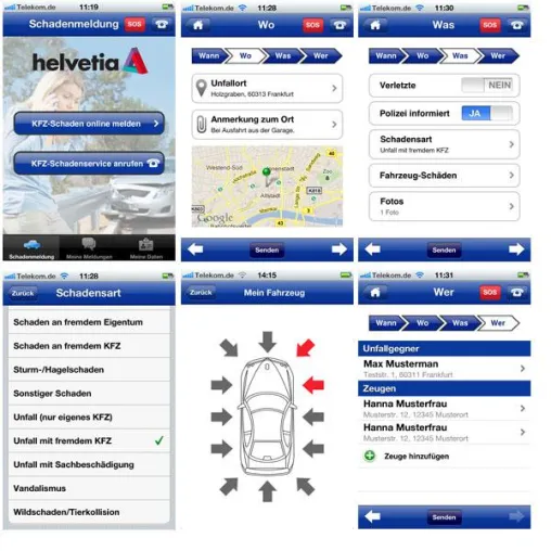 Bild: Die Schweizer Versicherung Helvetia mit neuer iPhone-App für Kfz-Schäden