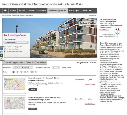 Bild: Immobilienportal der Metropolregion FrankfurtRheinMain zeigt mögliche Flächen für Geschosswohnungsbau