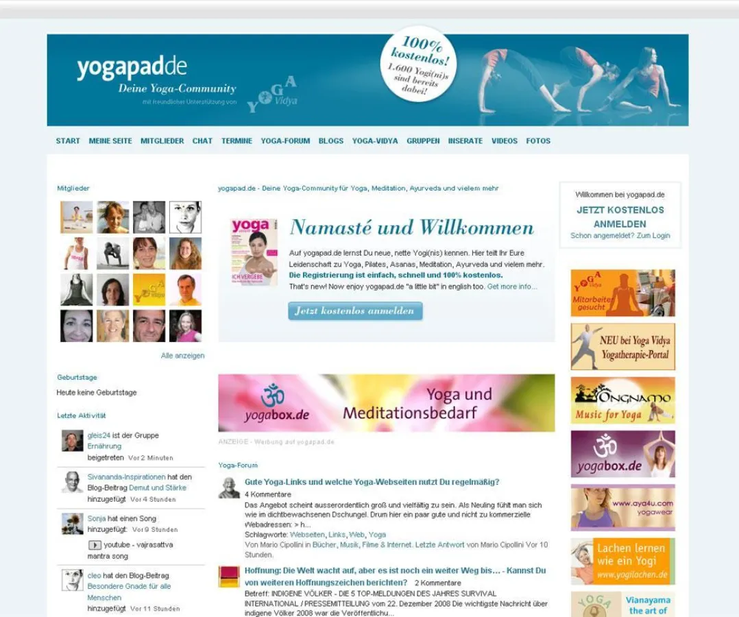 Startseite von yogapad.de