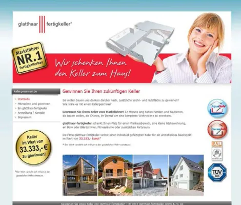 Marktführer im Fertigkellerbau glatthaar-fertigkeller verschenkt Hausbasis im Wert von 33.333 Euro Bild: Marktführer im Fertigkellerbau glatthaar-fertigkeller verschenkt Hausbasis im Wert von 33.333 Euro