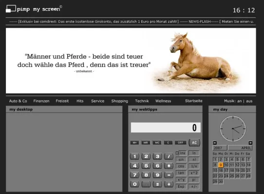 Bild: Neu: Der kostenlose Bildschirmhintergrund mit Taschenrechner, Kalender und vielen weiteren Funktionen