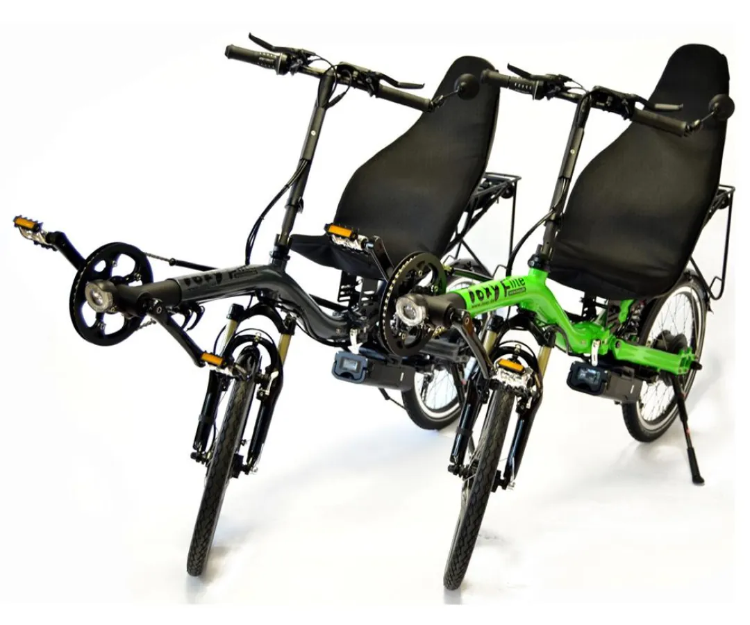 Faltbares E-Liegerad Toxy Flite Smart.E, ausgestattet für Alltag und Radreisen