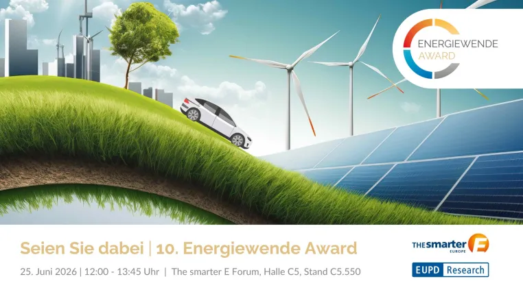 Der Energiewende Award 2026 erweitert seine internationale Reichweite auf sieben europäische Märkte Bild: Der Energiewende Award 2026 erweitert seine internationale Reichweite auf sieben europäische Märkte