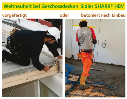 Bild: Sidler SHARK® Holzbetonverbund Geschossdecken bieten Topqualität ohne Verbindungsmaterial und Zeiteinsparung