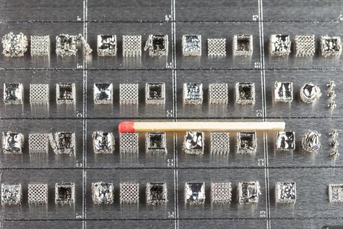 Diese feinstrukturierten Probekörper aus oxidverstärkter Titan-Aluminium-Legierung entstanden im Rahmen der Dissertationsarbeit. (Empa)