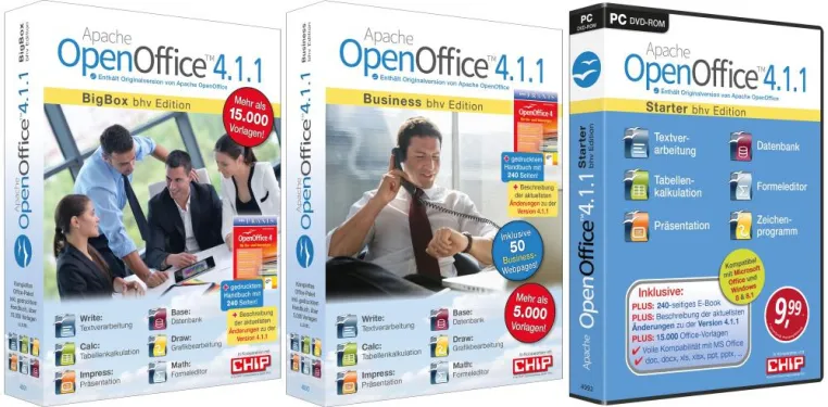 Bild: Neue Apache OpenOffice 4.1.1 Pakete mit Vorlagen und dickem Handbuch