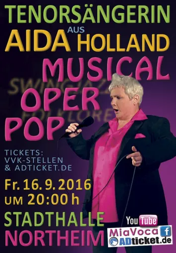 16.9.2016: Tenorsängerin Aida singt Hits aus Musical, Oper & Pop in der Stadthalle Northeim Bild: 16.9.2016: Tenorsängerin Aida singt Hits aus Musical, Oper & Pop in der Stadthalle Northeim