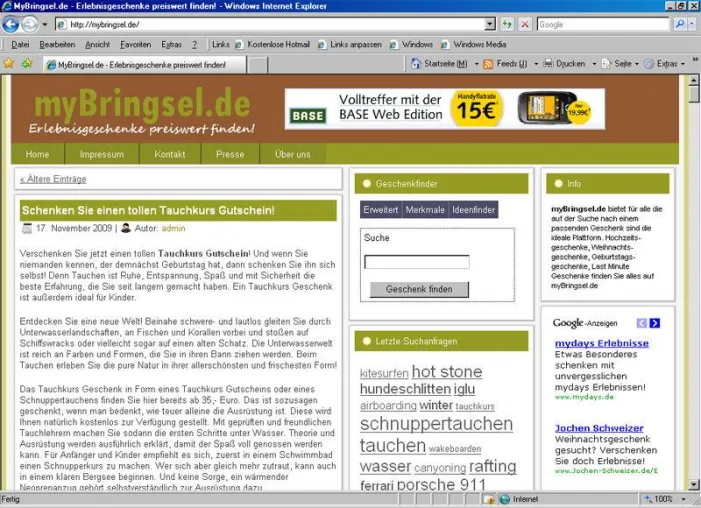 myBringsel.de: Der redaktionelle Preisvergleich für Erlebnisgeschenke Bild: myBringsel.de: Der redaktionelle Preisvergleich für Erlebnisgeschenke