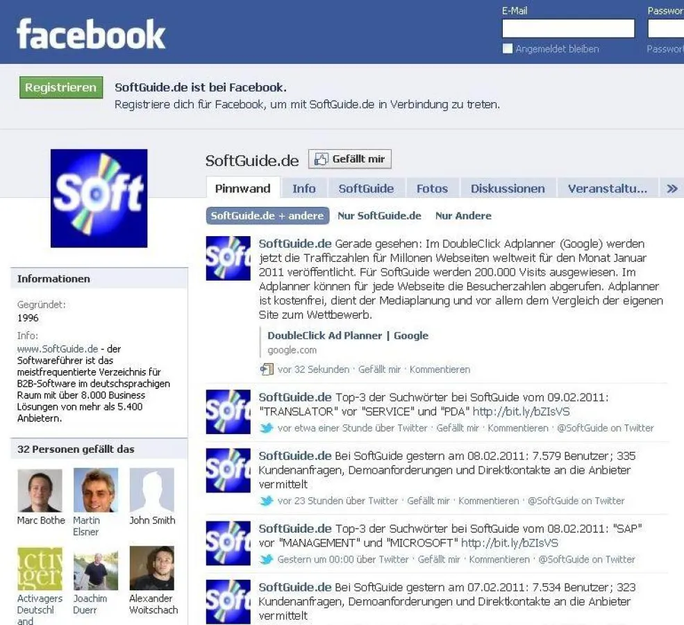 SoftGuide Facebook-Fanseite (Screenshot)