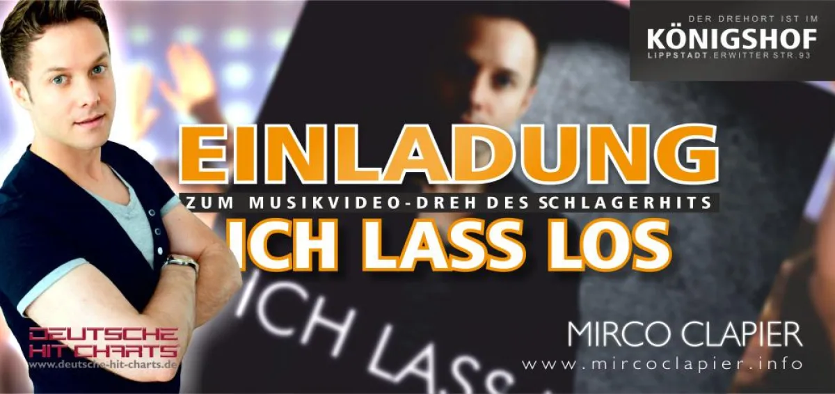 Einladung zum Musikvideo-Dreh der Deutschen Hit Charts