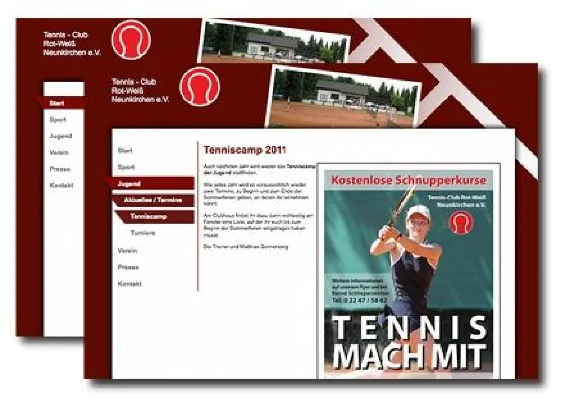 Internetauftritt des Tennisclub TC Rot Weiß aus Neunkirchen
