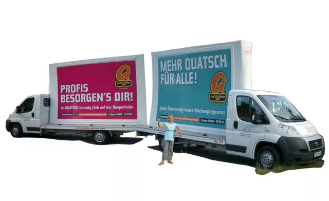 Bild: Quatsch Comedy Club wirbt mit mobiler Werbung von POSTER MEDIA im Umfeld mobiler Zielgruppen