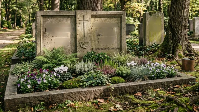 Bild: Ein Denkmal der ewigen Verbundenheit: Wie in Bergen (Frankfurt) ein Doppelgrabstein Familiengeschichte erzählt