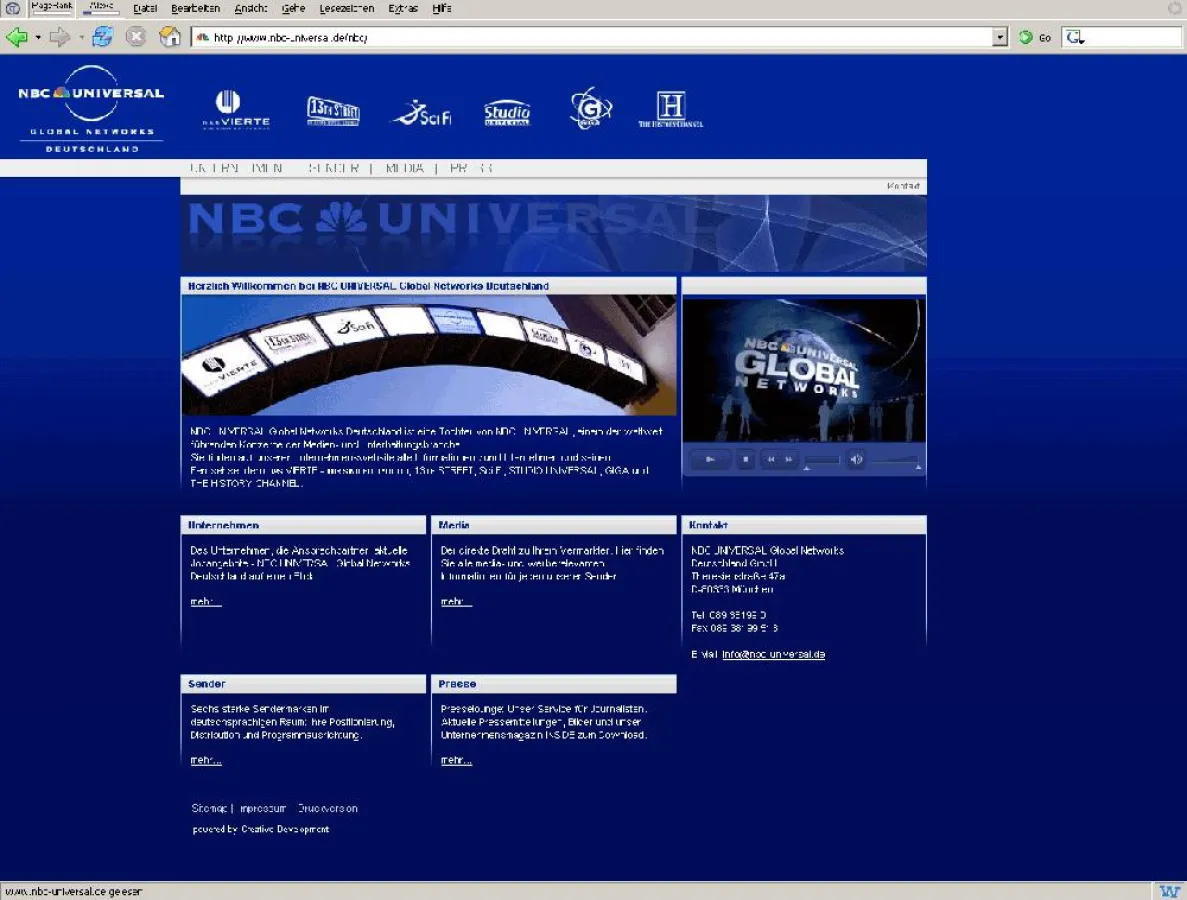 Neue Homepage von NBC UNIVERSAL