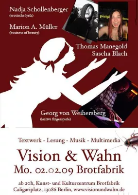 Bild: Berliner Lesereihe "Vision und Wahn" im Februar mit Nadja Schollenberger