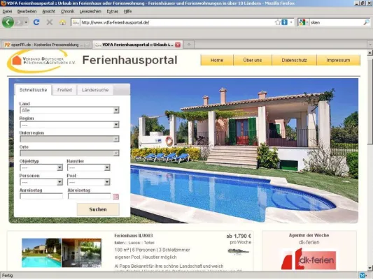 Bild: Ferienhaus-Verband ab sofort mit eigenem Ferienhaus-Portal im Internet - Qualität geht vor Quantität