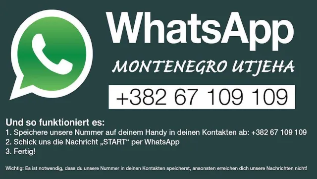 Bild: WhatsApp Serivce in Montenegro: Kostenlose Reise- und Urlaubsinfos auch in diesem Jahr verfügbar